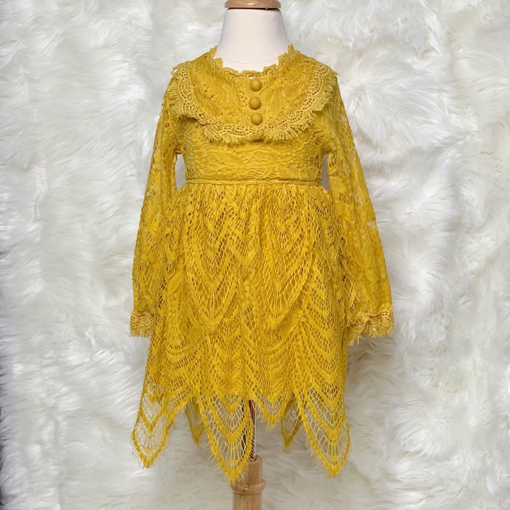 Trish Schully Mustard Lace Dress size 2